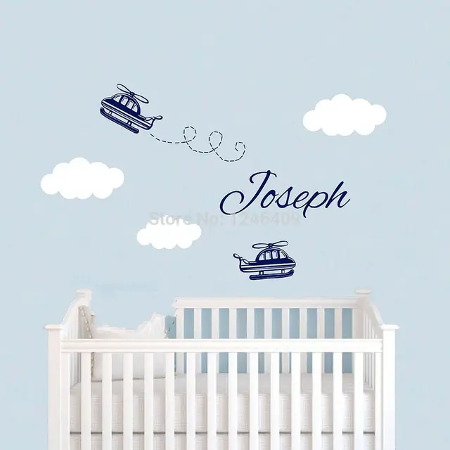 Cute Custom Baby Nursery Airplane Wall Sticker Name Cute Custom Baby Nursery Airplane Wall Sticker Name Decal Children Rooms Clouds Wallpaper