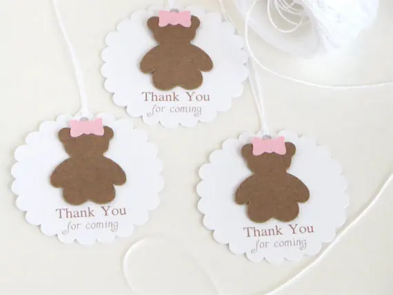 Пользовательские медведь спасибо, что пришли пользу Baby Shower подарок теги Добро пожаловать сувениры этикетки на крестины на день рождения бронирование карты
