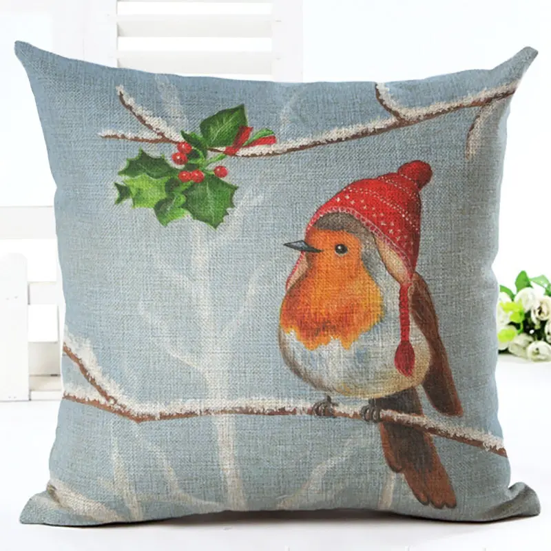 New Year Christmas Decor For Home Adornos De Navidad Decoration Accessories Natal Snow Bird Cushion Cover | Дом и сад