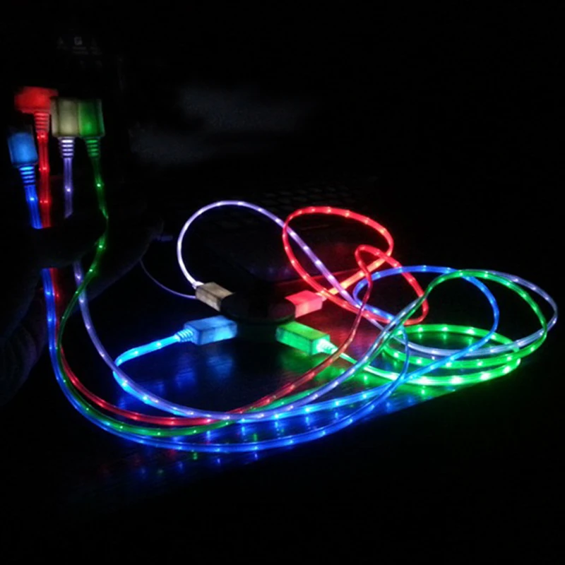 1Pc Multicolor LED Strip Light USB Charging Data Wire for Iphone 5 6 7 ...