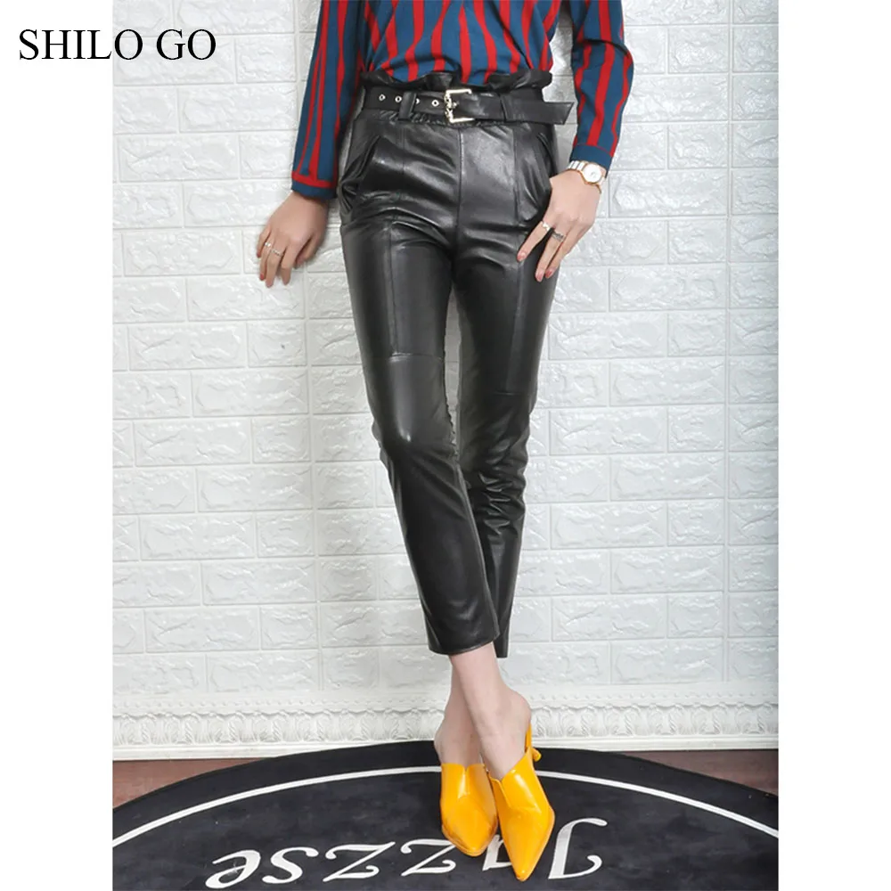 SHILO GO Leather Pants Womens Summer Fashion sheepskin genuine leather