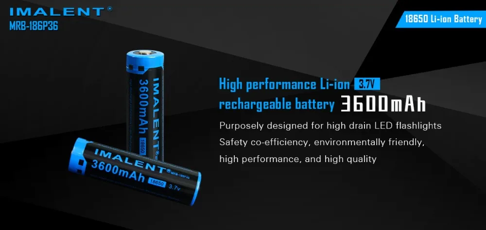 4 шт. IMALENT 3600 мА/ч, MRB-186P36 3,7 в литий-ионная аккумуляторная батарея высокой производительности высокое качество для большого потока энергии светодиодный фонарики