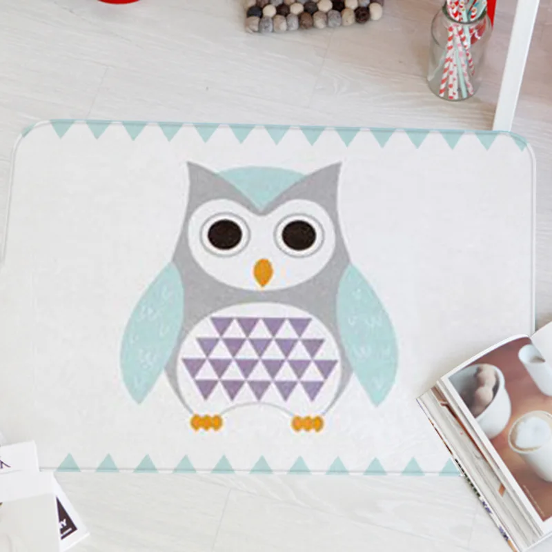 Cute Anti Slip Floor Mat Waterproof Cartoon Kids Animals Owl Carpets Bedroom Rugs Decorative Stair Mats Home Decor Crafts