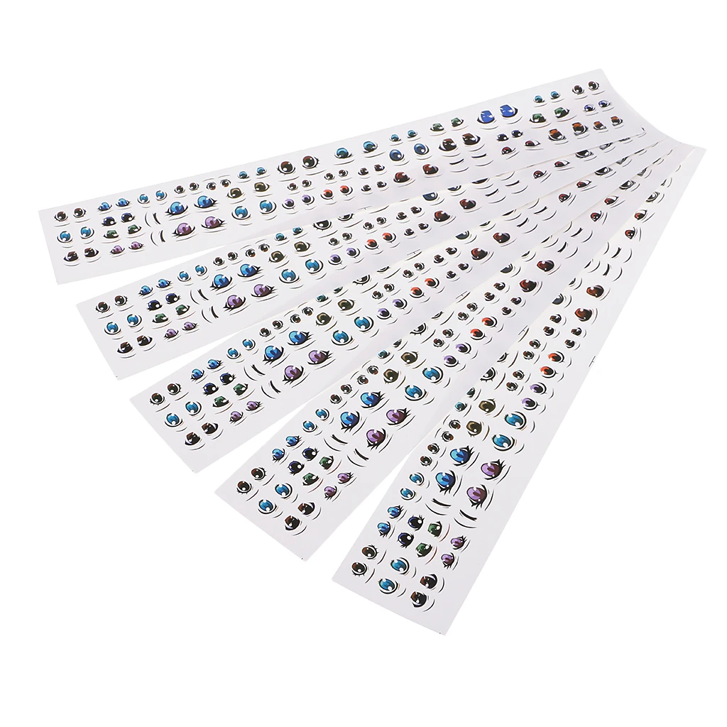 5 Sheets Assorted Eyes Stickers DIY Doll Accessories Cartoon Toy Eyes Cute Anime Figurine Dolls Eye Paster Face Clay Decals Mold