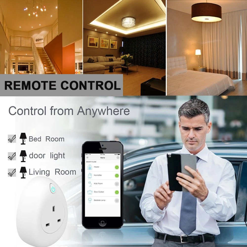 UK USB умная розетка 16A с Мощность контроль таймер WiFi Smart Plug голосовой пульт