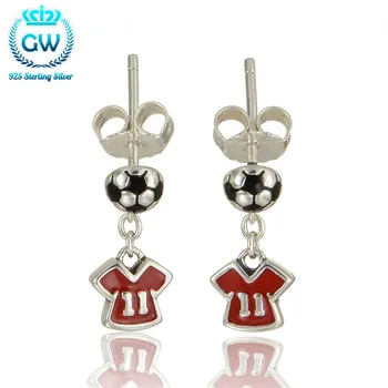 

Fashion Sports Party Jewelry With Red Enamel Sportswear 925 Sterling Silver Drop Earrings Brand GW Jewellery Er1020