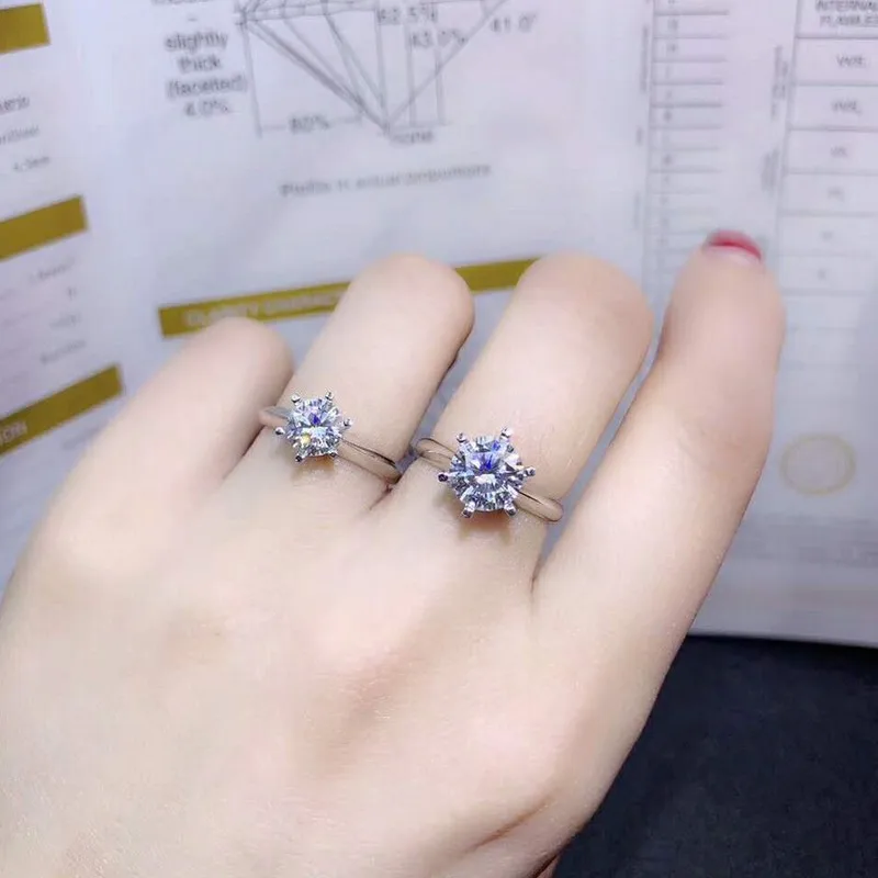 

High quality! 2carats D Moissanit Diamond Rings 18k white gold classic fine Jewelry for women weddings (Video)