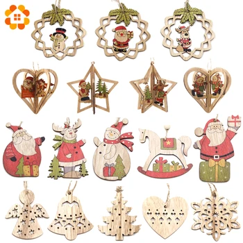

Multi Style Creative Wood Craft Christmas Wooden Pendants Ornaments Kids Gift DIY Xmas Tree Ornament Christmas Party Decorations