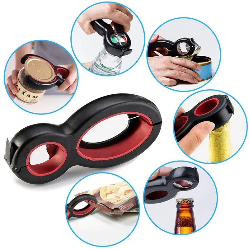 

6 in 1 Opener Multi Function Twist Bottle Opener Stainless Steel Jar Gripper Can Wine Beer Lid Twist Off Jar Opener Claw