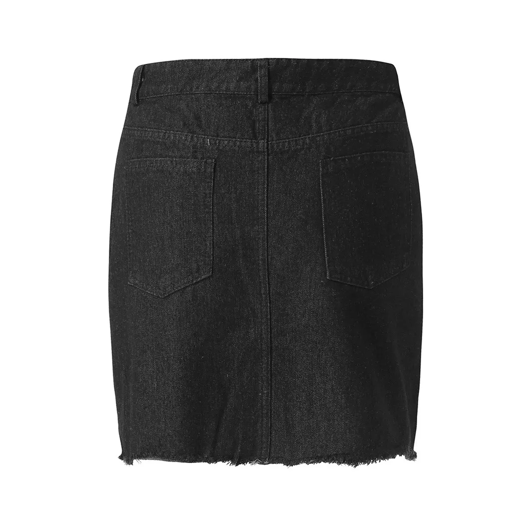KLV 2019 Топ для женщин модные эластичные нерегулярные деним открытым повседневное загрузки вырезать мини юбка 12,25