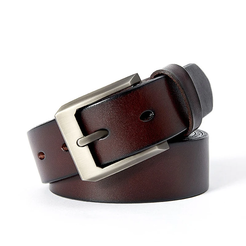 

New casual design men's leather belt genuine leather pin buckle belts for men manual cowhide jean's strap brown cinto