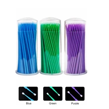 100 шт qbeka микрощетки для наращивания ресниц прочные ватные палочки круглые ватные палочки для снятия макияжа-микрощетки