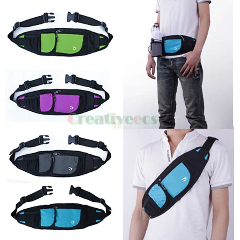 Unisex Nylon Slim Travel Water Bottle Pouch Cell Mobile Phone Hip Bum