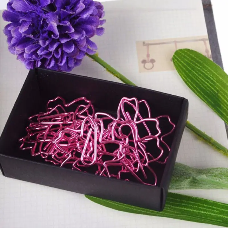 12 шт./лот Высочайшее качество покрытием розовая бумага клипы Сакура Бумага иглы металлическая Закладка клипса для заметок канцелярские