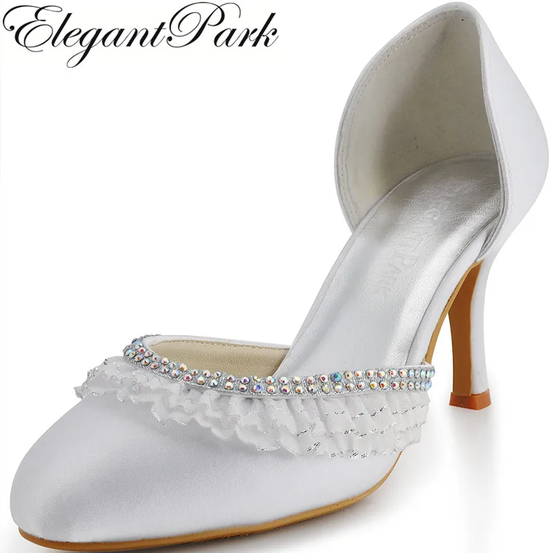 Fashion Women Pumps EP11036 Closed Toe Two Pieces High Heel Rhinestones
