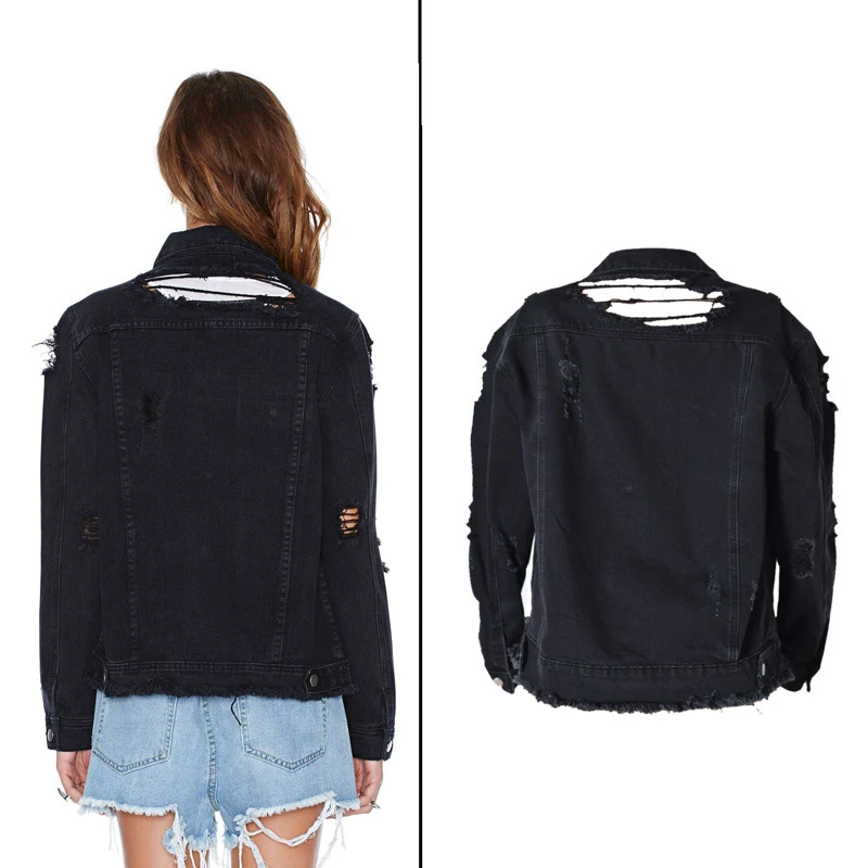 Veste Jean Vintage Mujer Denim Casual Femmes Effilochée Mode Chaquetas Casaco Manteaux Vestes Femini 115 Trou Yiquanyimei vqwtXX