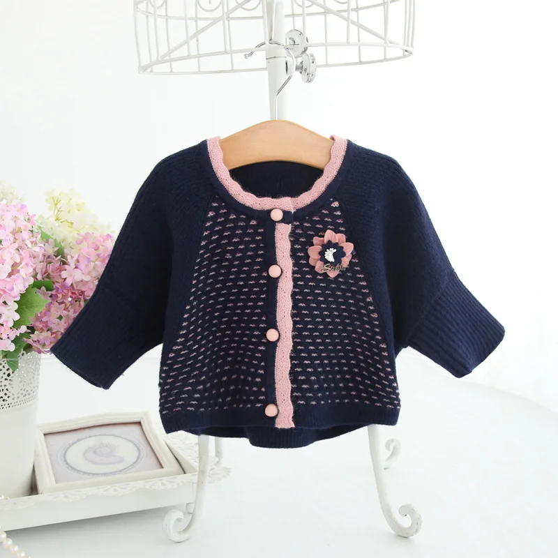

Toddler Girl Cardigan Blue Knit Sweater Fashion Baby Girl Winter Clothes Jacket Long Sleeve Top A014 Crochet New Year Outerwear