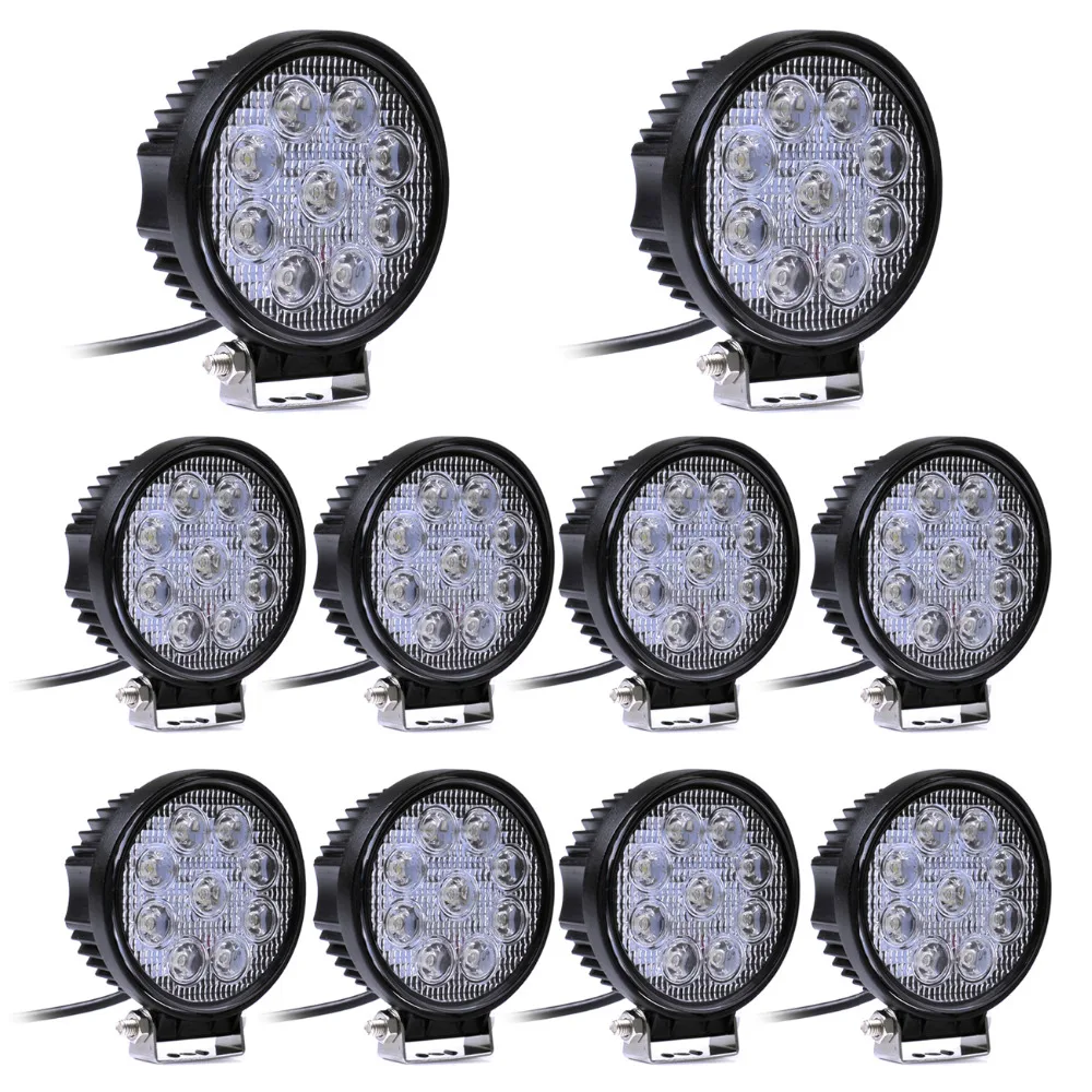 

10PCS 27W led work light lamp 12V LED tractor work lights bar Flood offroad off road 4X4 accessories car truck Car LED Light