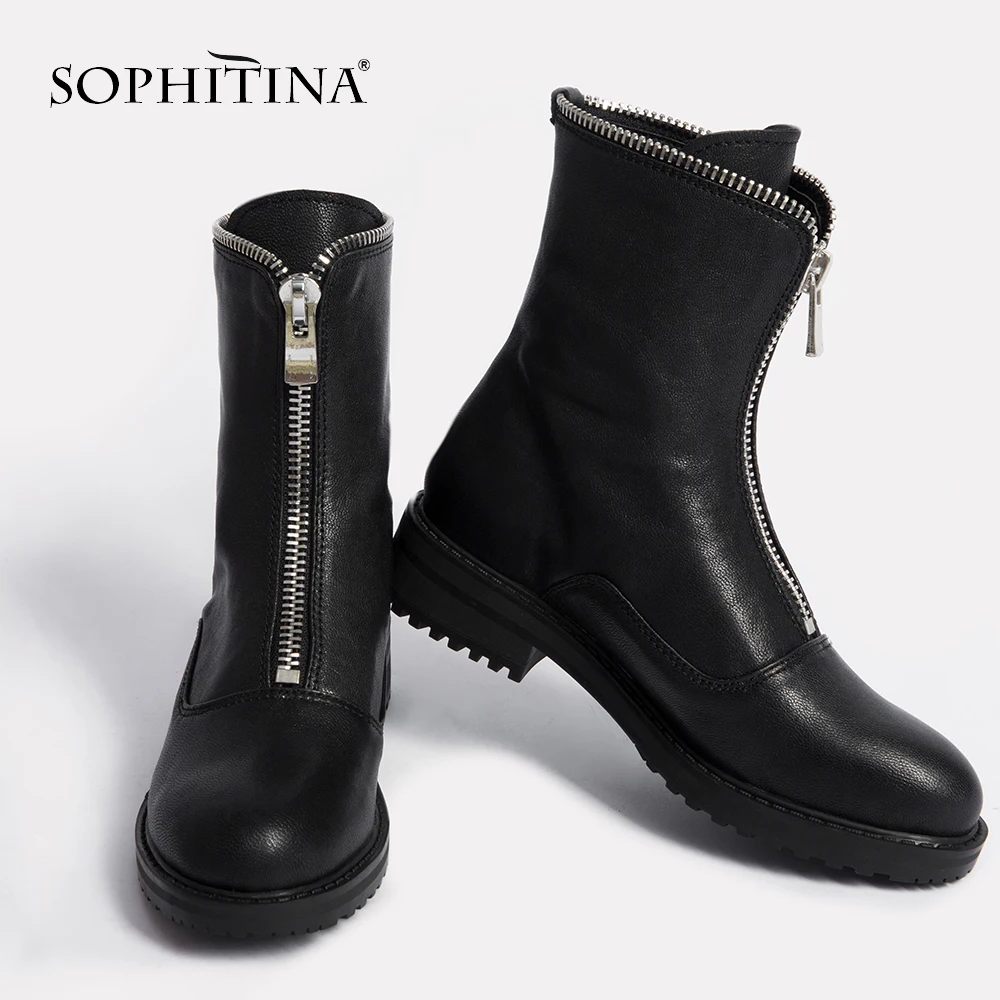 SOPHITINA/женские ботинки с круглым носком Высококачественная модная однотонная
