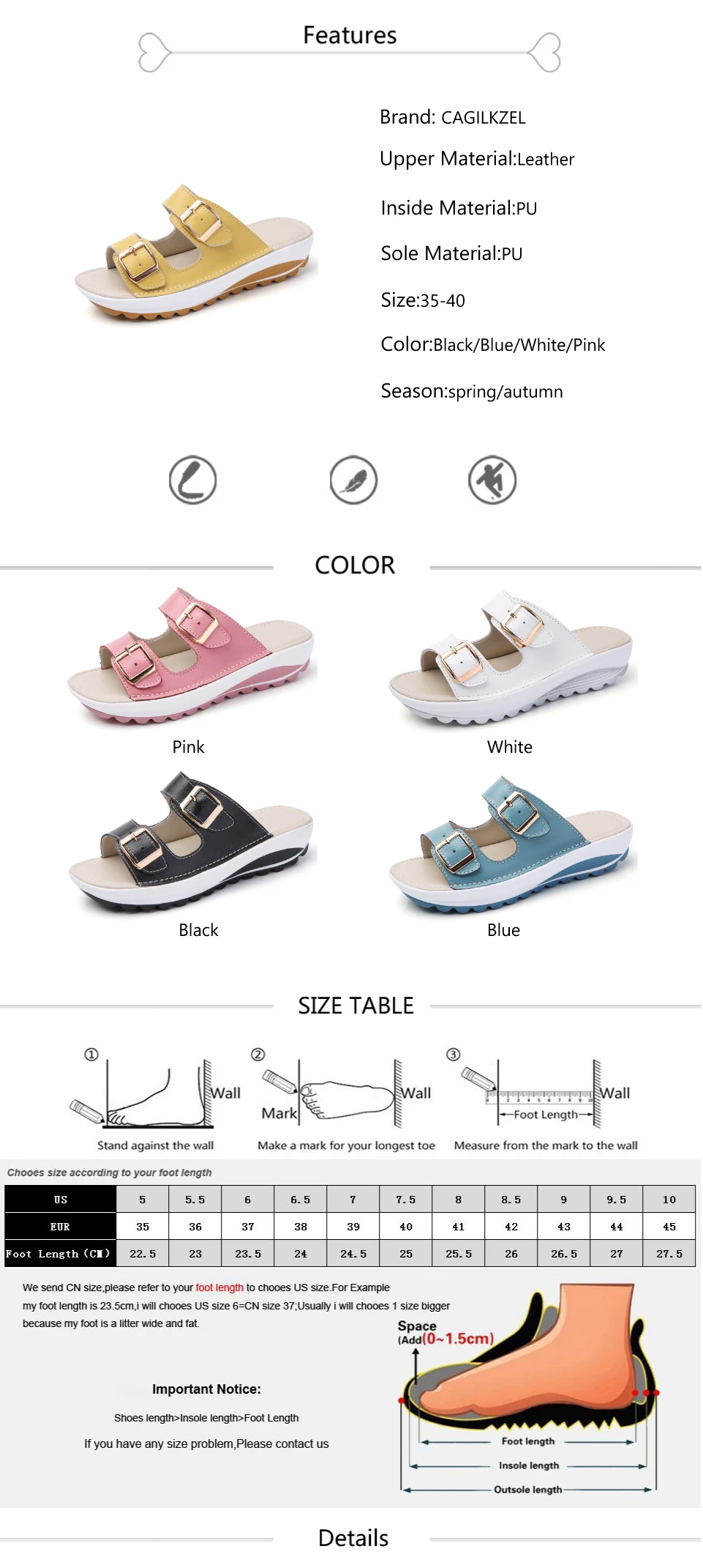women slippers buckle real leather slides shoes solid thick sole heels beach sandals women outside flip flops summer (2)