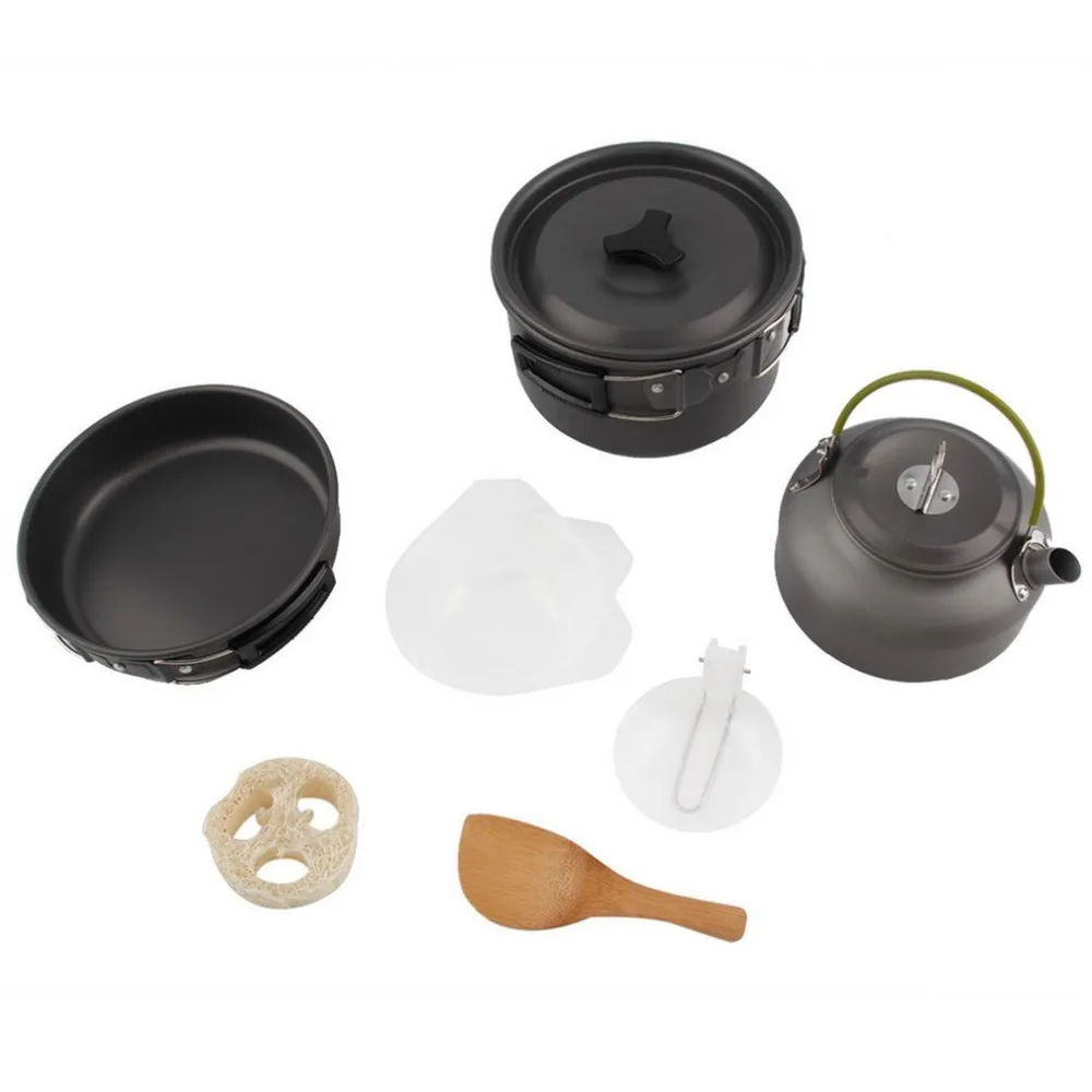 Cocina al aire libre Camping Picnic senderismo Set anodizado de aluminio Pot tazón utensilios olla grande para el camping, senderismo, mochilero, picnic o