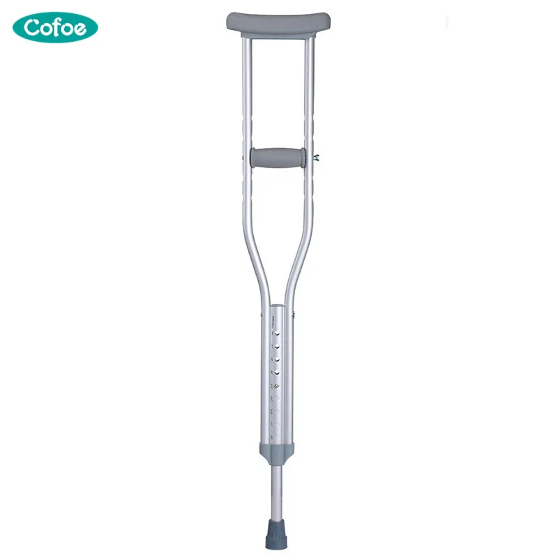

Cofoe Aluminium Axillary Crutch Underarm Crutches Adjustable Height Antiskid Walking Cane One Piece for Child Adults Elderly