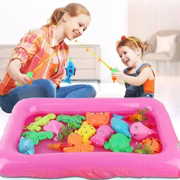

18pcs Colorful Fish Toy Magnetic Fishing Toy Rod Net Set for Kids Children Model Play Fishing Games Outdoor Toys