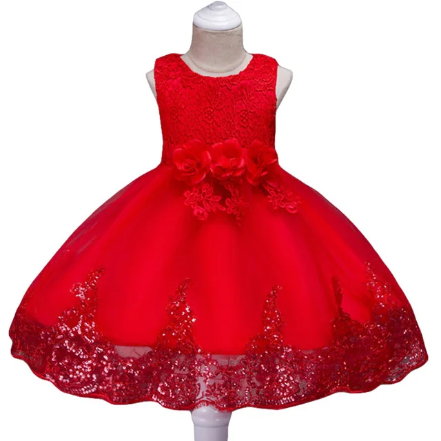 Для детей 3-10 лет; кружевное торжественное вечернее платье с цветочным узором; свадебное платье принцессы; Одежда для девочек; Детские платья; Одежда для девочек - Цвет: Red