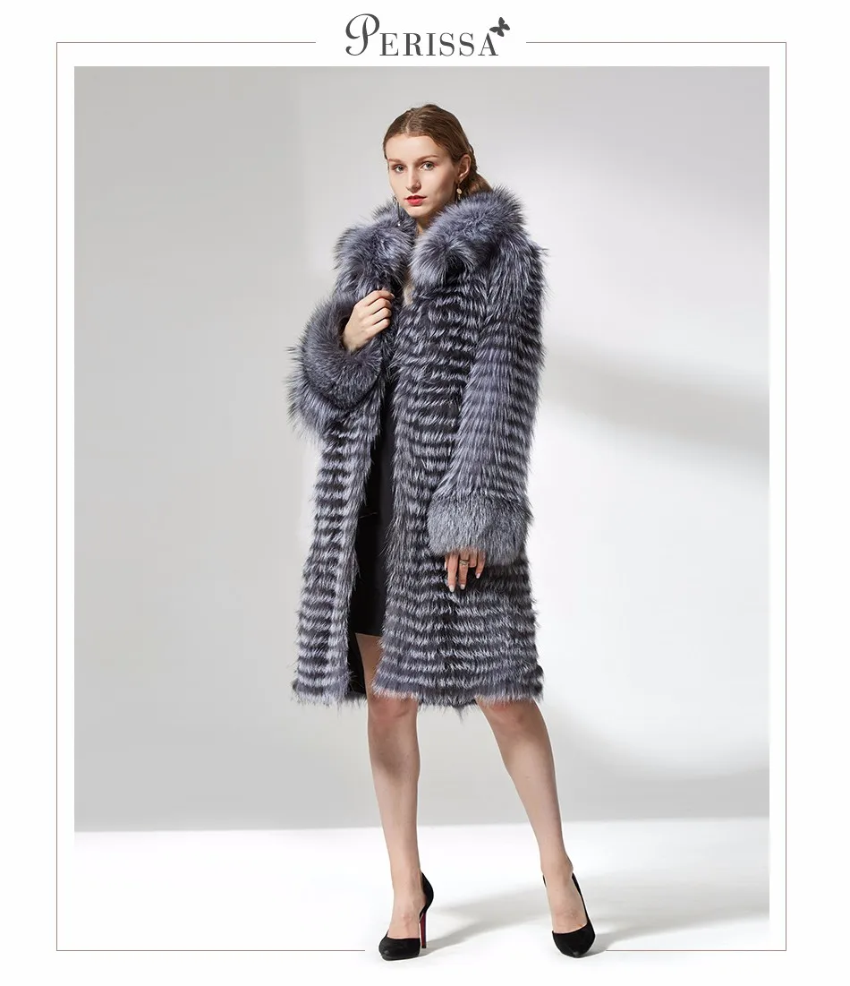 Натуральный мех пальто женщина новые модные зимние пальто с мехом лисы в полоску Стиль Женская Длинные Подлинная Щепка лисий мех куртки