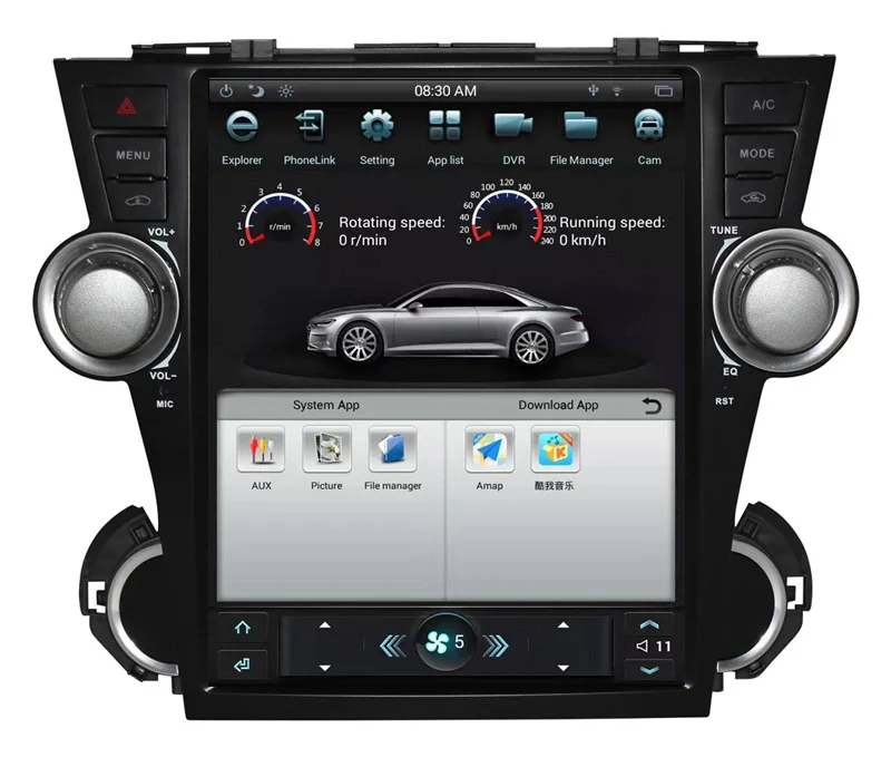 Best Vertical Screen Tesla Style Android 6.0 12.1 Inch Car Radio For Toyota Highlander Navigation DVD Multimedio Player 4G 4