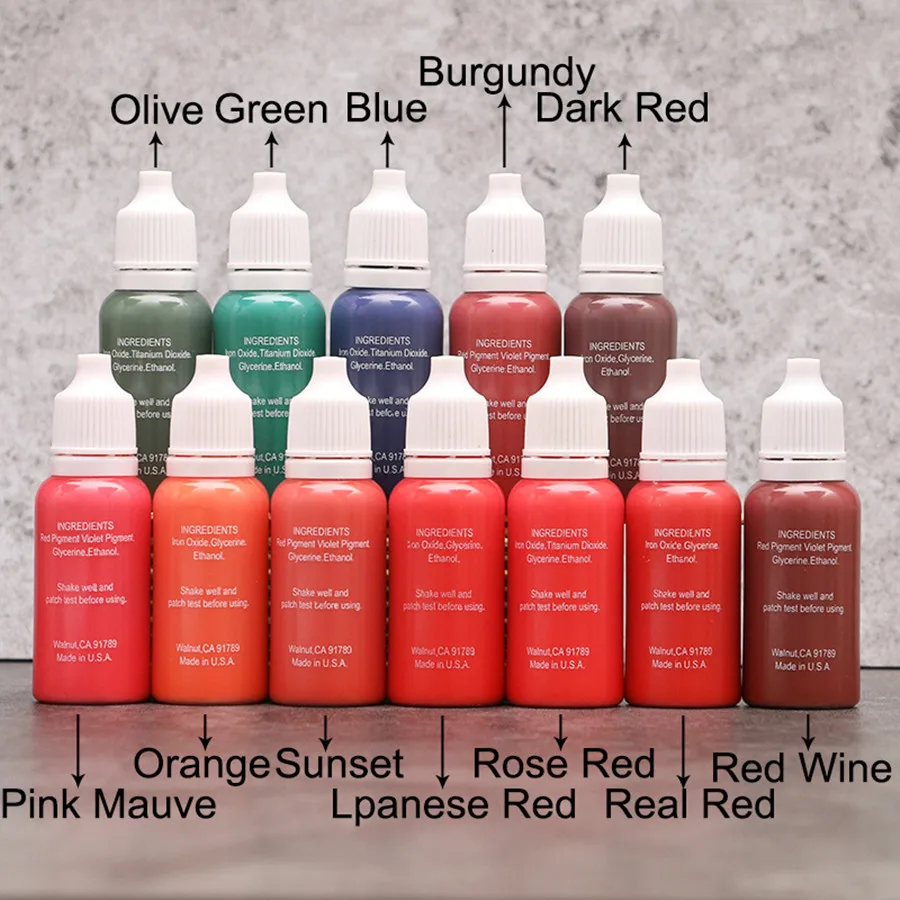 

6 bottles / bag Eyeliner Lip Permanent Makeup 1/2oz Tattoo Ink Micropigment Long Lasting 15ml Cosmetics