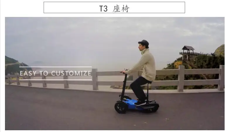 Discount 2018 800W Three wheels Off Road Electric Scooter Folding All terrain Skateboard Foldable E-Scooter with seat Removebale battery 5