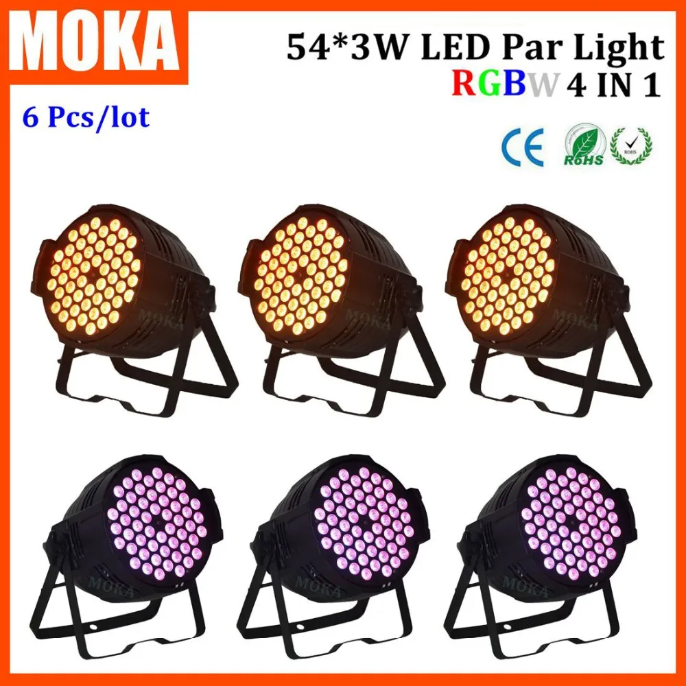 6pcs/lot 2016 dmx512 led par light 54*3w 4in1 stage lighting effect disco light for club party dj disco events