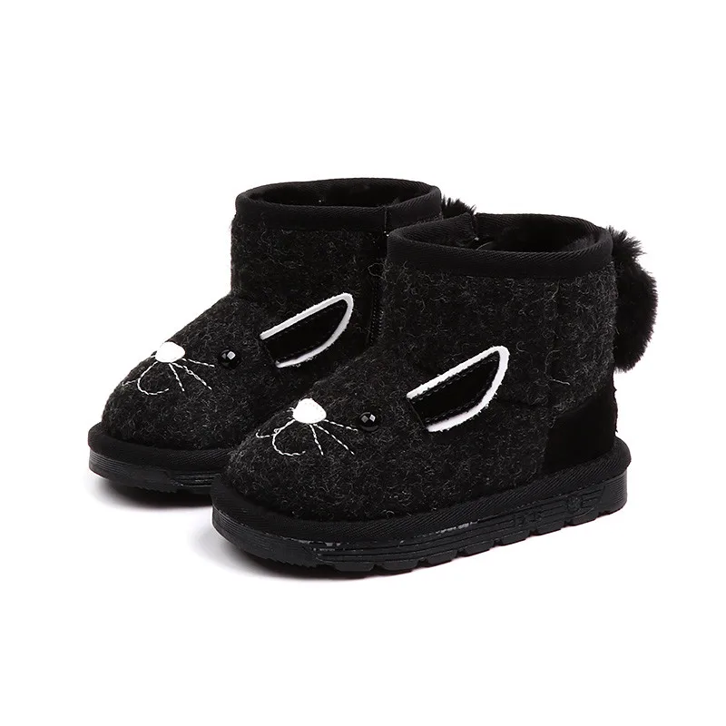 

Girls Snow Boots 2018 New Cute Cat Shape Kids Boots Woolen Children Ankle Warm Winter Shoes Toddler Girl Boots 1 4 6 years