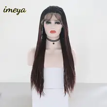 Imeya длинные плетеные парики Омбре цвет с волосами младенца кружева передние парики синтетические термостойкие волокна парики для женщин