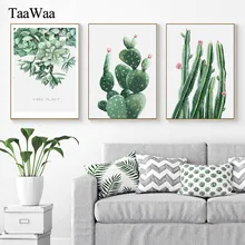 TAAWAA Little Green Cactus Canvas Wall Art Plant Painting Nordic Modern Posters and Prints Picture for Living Room Home Decor