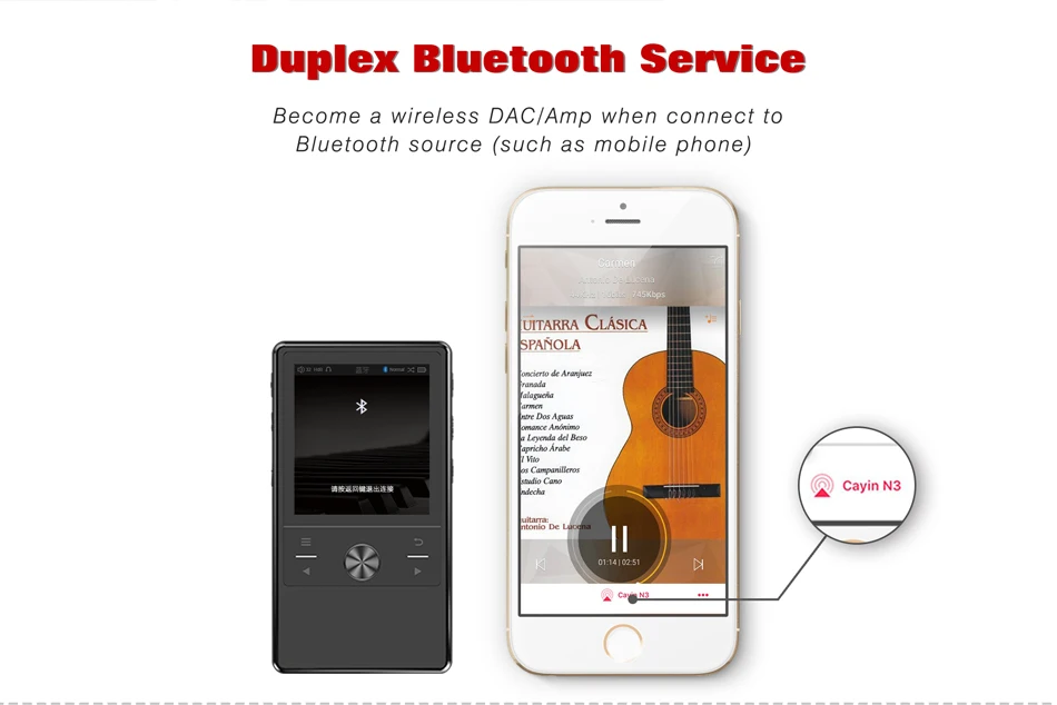 Cayin N3 DAC Loseless Bluetooth 4,0 Apt-x Hifi DSD DAC MP3 FLAC портативный музыкальный плеер с поддержкой 256 DOP CTIA type-C