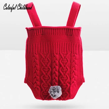 

Adorable baby girls romper autumn winter cotton suspender jumpsuit cotton knitted with tail baby overalls children outfits