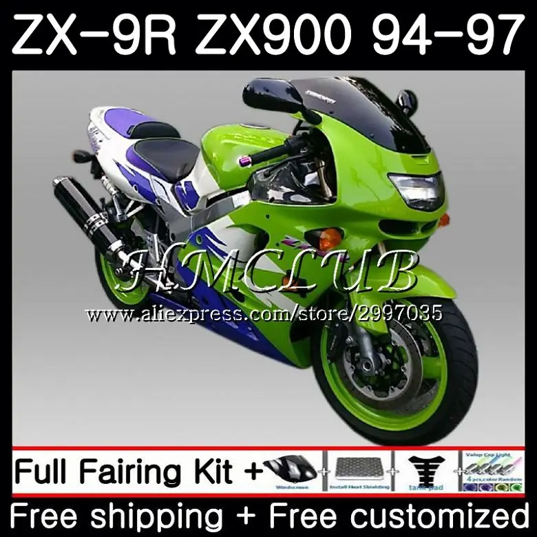 Body factory green For KAWASAKI NINJA ZX900 ZX 9R 1995 1996 1997 66HC.2 ZX 9 R 94 97 ZX 9R 900CC ZX9R 94 95 96 97 Fairing|Combinations| AliExpress