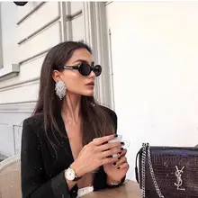 Rongho брендовые Кристальные овальные геометрические массивные серьги для женщин Стразы серьги-гвоздики с кисточкой кулон brincos вечерние ювелирные изделия