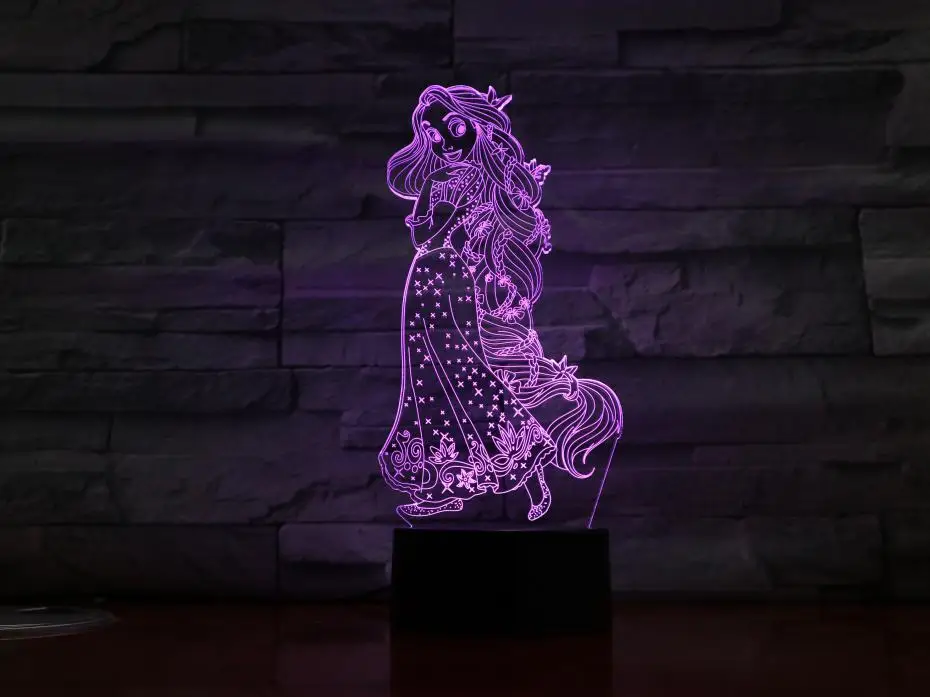 Princess Rapunzel Figure Usb 3d Led Night Light Decoration Girls Children Kids Baby Gifts 7 Color C - 32962870157