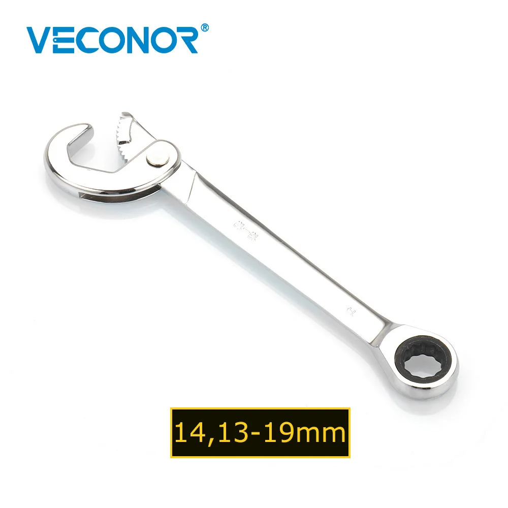 VECONOR 14mm 13 19mm Quick Snap and Grip Adjustable Ratcheting Wrench