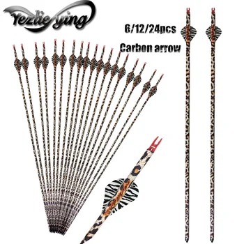 

6/12/24 30-inch leopard camouflage carbon arrow compound bow 7.6mm outdoor hunting carbon arrow Archery equipment accessories