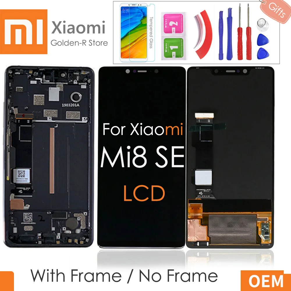 

5.88"For Xiaomi Mi8 SE Mi 8 SE MI8SE Amoled LCD Screen Display+Touch Screen Digitizer with Frame Assembly For Mi 8SE LCD +Gifts