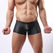 Высокое качество Черный Ropa Interior Hombre пикантное мужское белье нижнее белье из кожзаменителя оболочка боксеры шорты бесшовные классные мужские трусы