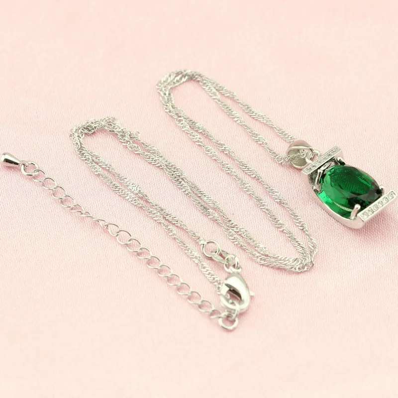 WPAITKY модный зеленый изумруд 925-Стерлинговое серебро набор украшений для женщин ожерелье серьги браслет кольцо Ювелирная коробка