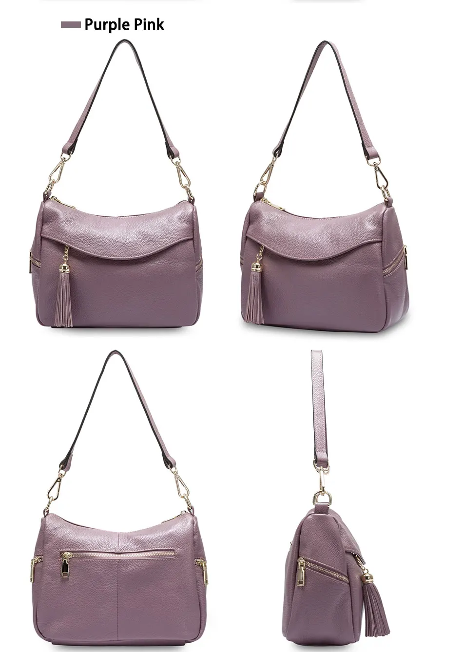 Zency 100% couro genuíno moda feminina ombro