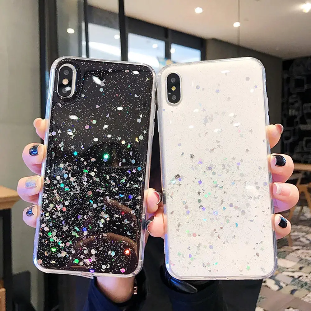 

RAXFLY Glitter Bling Star Case For iPhone 7 8 6S 6 Plus XR X XS Max Soft Tpu Phone Case Luxury Shining Protective Coque Fundas