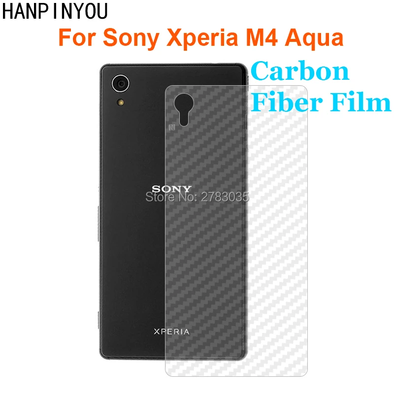 

For Sony Xperia M4 Aqua / Dual 5.0" Durable 3D Anti-fingerprint Transparent Carbon Fiber Back Film Screen Protector Rear Cover