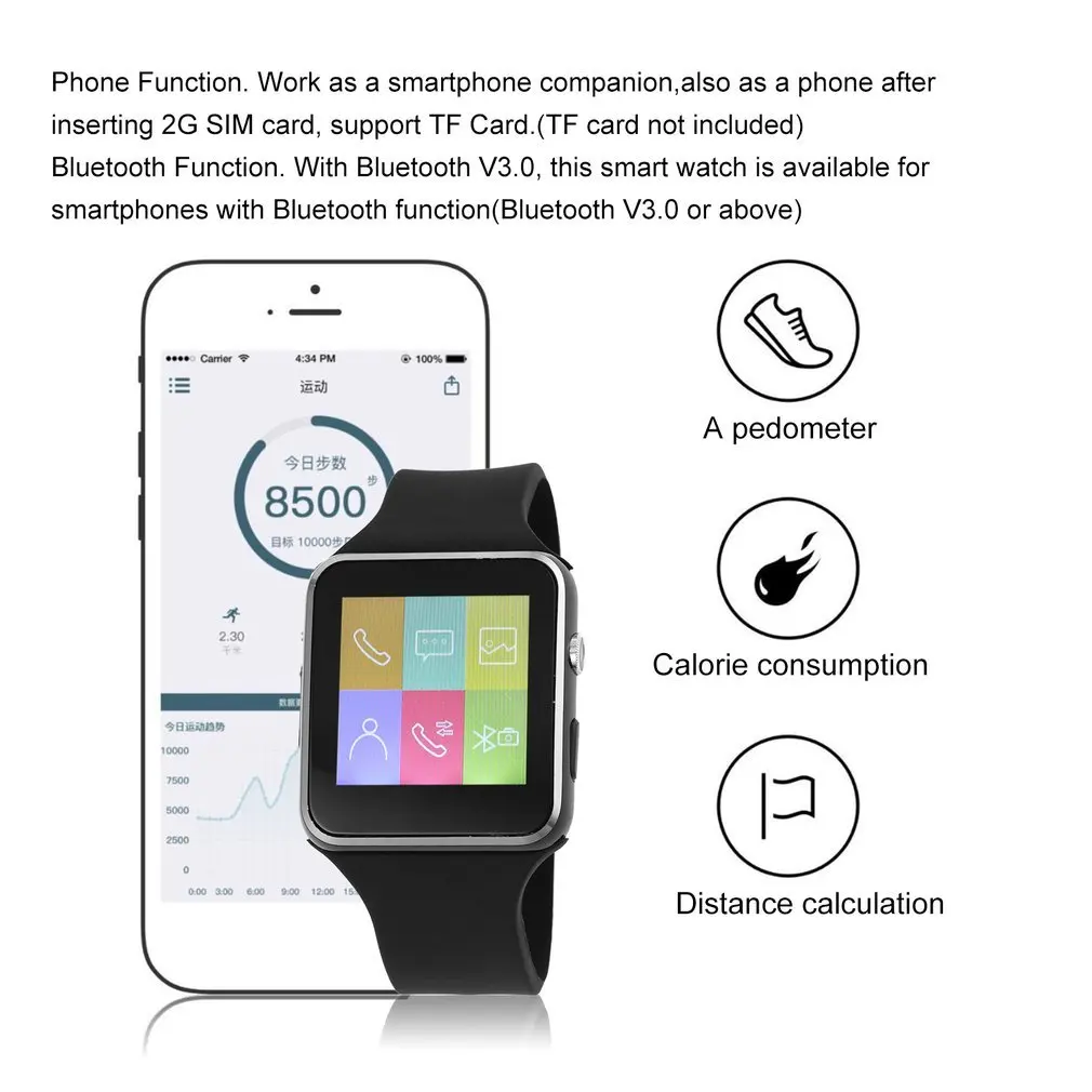 Мужские часы умные Bluetooth телефон X6 наручные для IOS Android с камерой 2018 новинка Montre